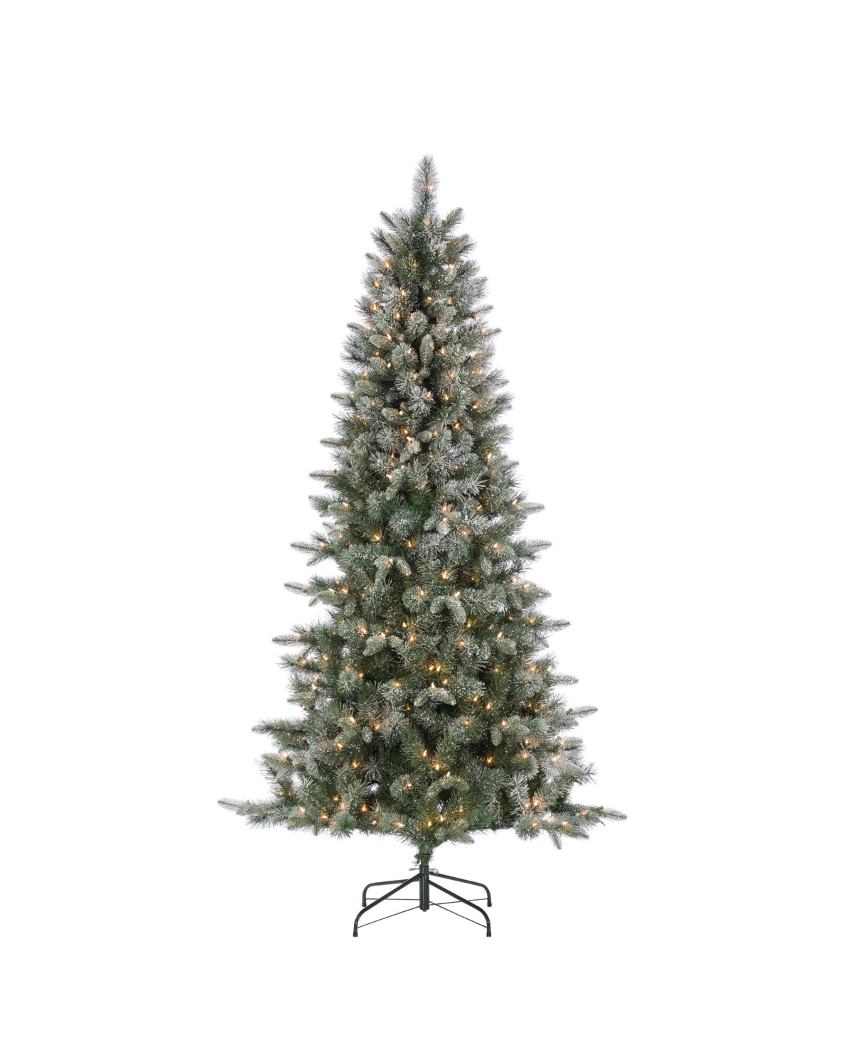 7Ft. Lightly Flocked Natural Cut Arctic Pine with Glitter and 400 Clear Lights - Green