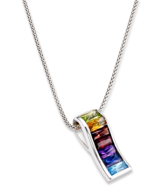 image of Sterling Silver Necklace, Multistone Rainbow Pendant (3-1/3 ct. t.w.)
