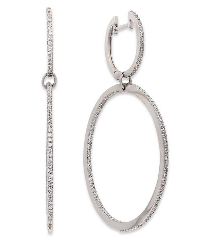 Macy's Diamond DoubleLink Hoop Earrings in Sterling Silver (3/4 ct. t