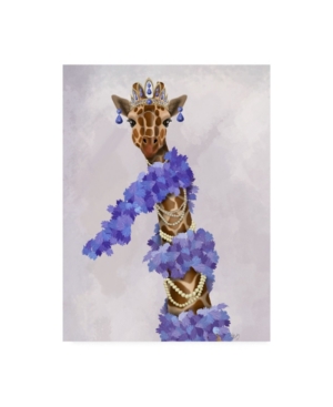Trademark Global Fab Funky Giraffe With Purple Boa Canvas Art In Multi