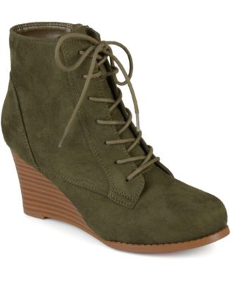 green wedge boots
