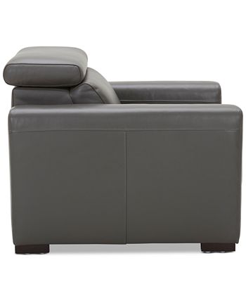 Furniture - Nevio 39" Leather Power Recliner with Rachet Headrest