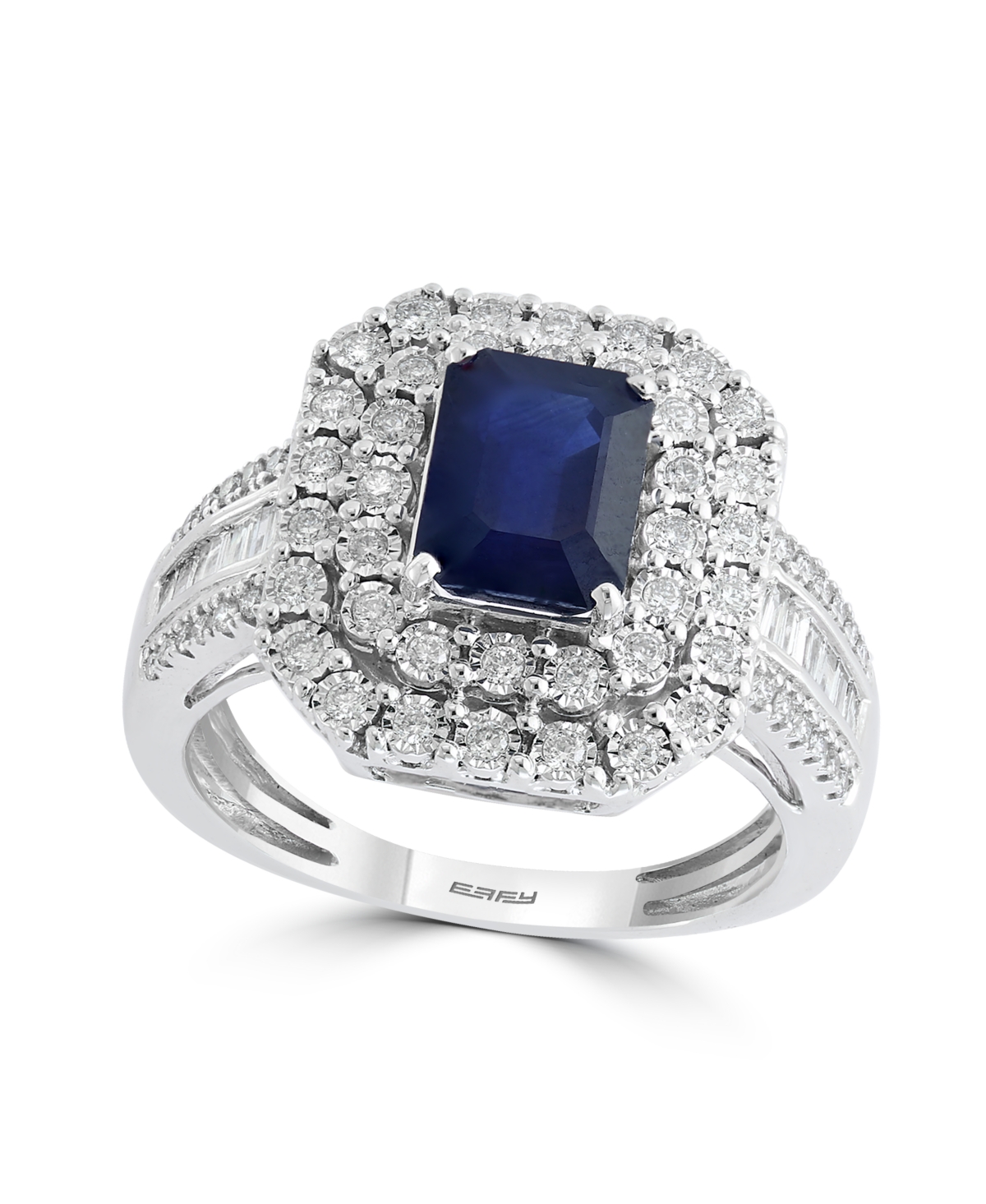 Effy Sapphire (1-1/2 ct. t.w) and Diamond (1/2 ct. t.w) Ring in 14K White Gold (Also Available In Tanzanite) - Tanzanite