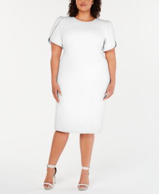 calvin klein petal sleeve sheath dress