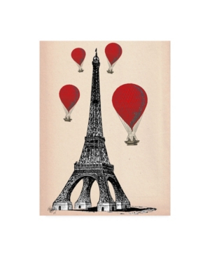 Trademark Global Fab Funky Eiffel Tower And Red Hot Air Balloons Canvas Art In Multi