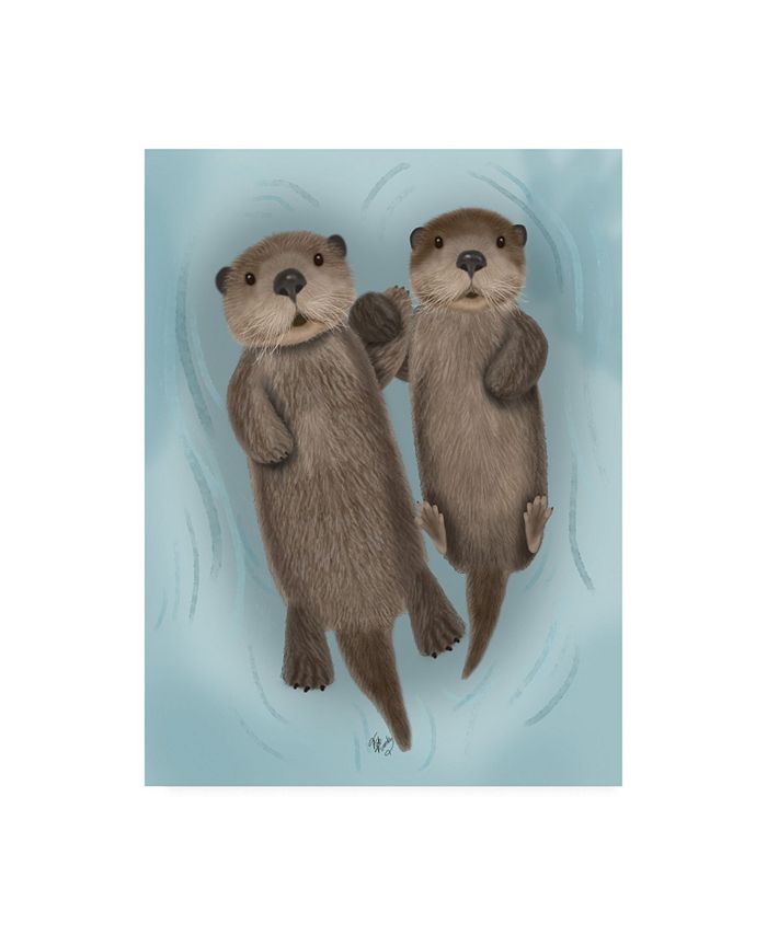 Trademark Global Fab Funky Otters Holding Hands Canvas Art - 15.5