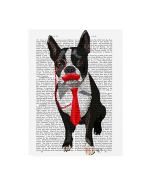 Trademark Global Fab Funky Boston Terrier With Red Tie And Moustache Canvas Art In Multi