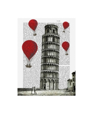 Trademark Global Fab Funky Tower Of Pisa And Red Hot Air Balloons Canvas Art In Multi