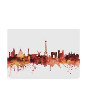 Trademark Global Michael Tompsett Paris France Skyline Red Canvas Art In Multi