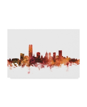 Trademark Global Michael Tompsett Oklahoma City Skyline Red Canvas Art In Multi