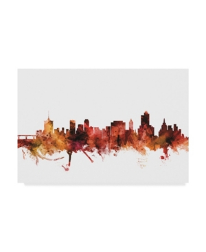 Trademark Global Michael Tompsett Tulsa Oklahoma Skyline Red Canvas Art In Multi