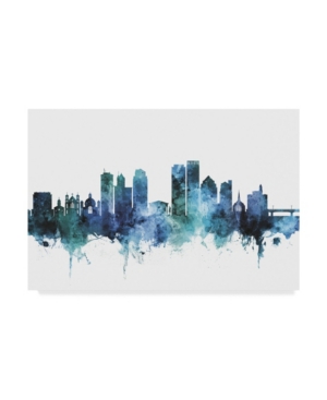 Michael Tompsett Dayton Ohio Skyline Blue Canvas Art - 20