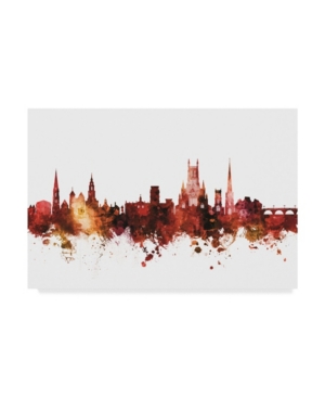 Trademark Global Michael Tompsett Worcester England Skyline Red Canvas Art In Multi