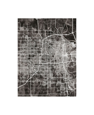 Trademark Global Michael Tompsett Omaha Nebraska City Map Black Canvas Art In Multi