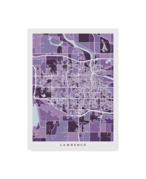 Trademark Global Michael Tompsett Lawrence Kansas City Map Purple Canvas Art In Multi