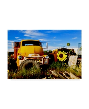 Trademark Global American School Yellow Daisy With Truck Canvas Art In Multi