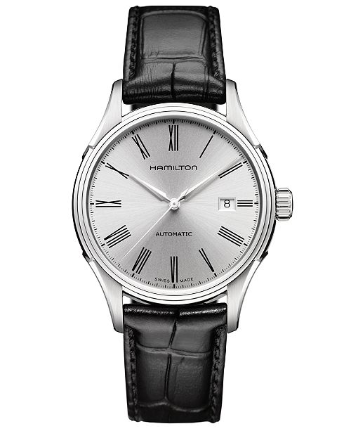 Hamilton Men S Swiss Automatic Valiant Black Leather Strap Watch 40mm H39515754 Reviews All Fine Jewelry Jewelry Watches Macy S
