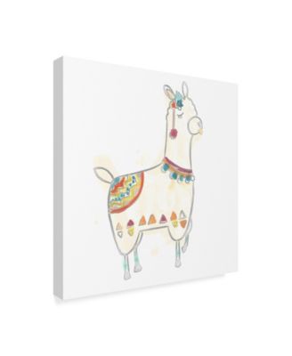 Trademark Global June Erica Vess Block Print Llama IV Canvas Art - 15" x 20"