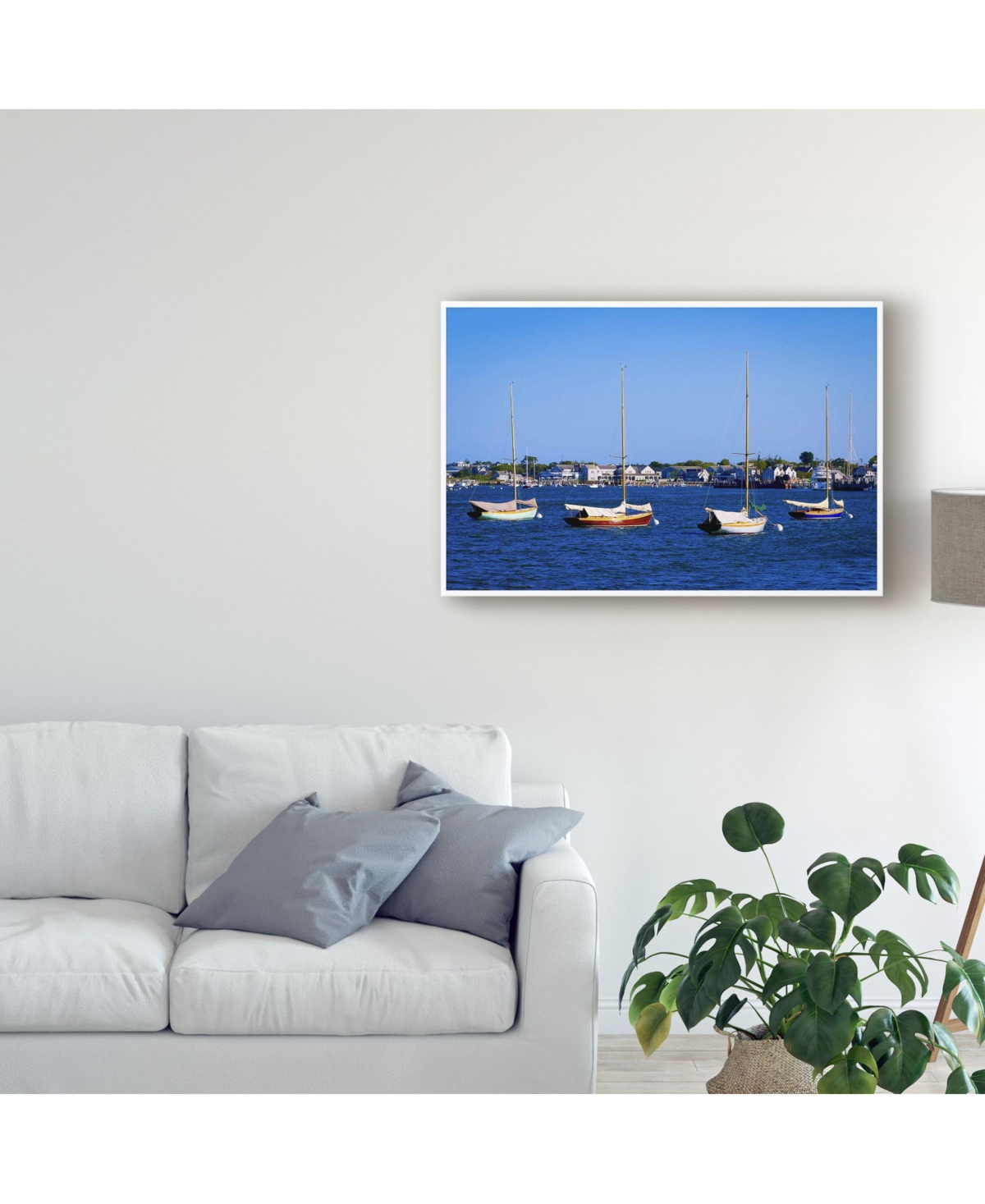 American School Four Boats in Nantucket Canvas Art -
