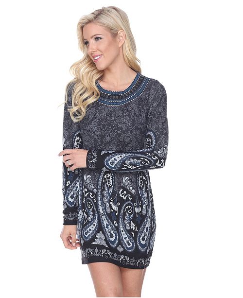 White Mark Women's Sandrine Embroidered Sweater Dress & Reviews
