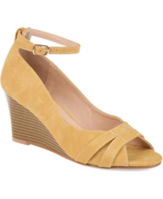 yellow peep toe wedges