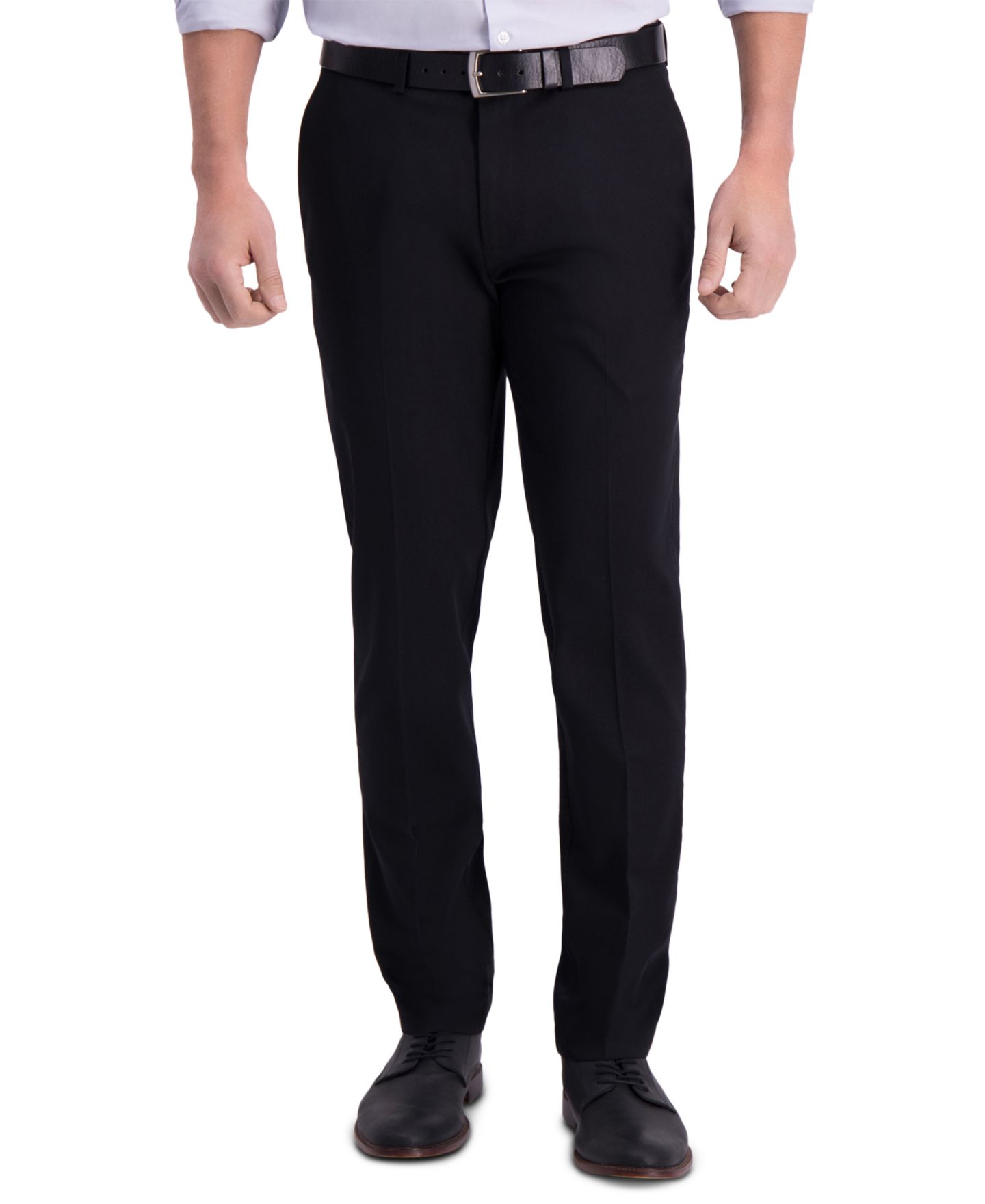 Мужские брюки Haggar Iron Free Premium Khaki Slim-Fit Flat-Front Pant, цвет: Чёрный — фото 1