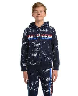 tommy hilfiger icon stripe logo print hoodie