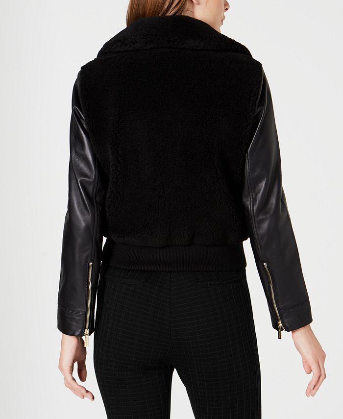 Michael Kors MixedMedia Leather Moto Jacket Macy's