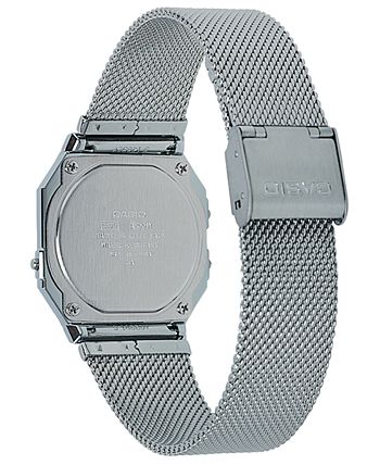 Casio - Unisex Digital Stainless Steel Mesh Bracelet Watch 35.5mm