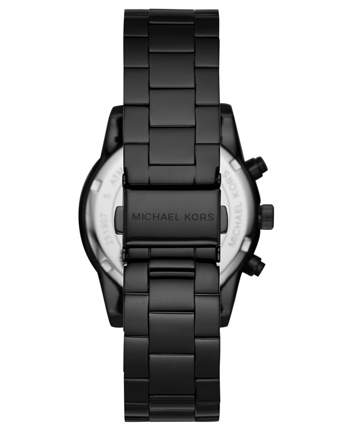 Michael Kors Women's Chronograph Ritz Black Stainless Steel Bracelet ...