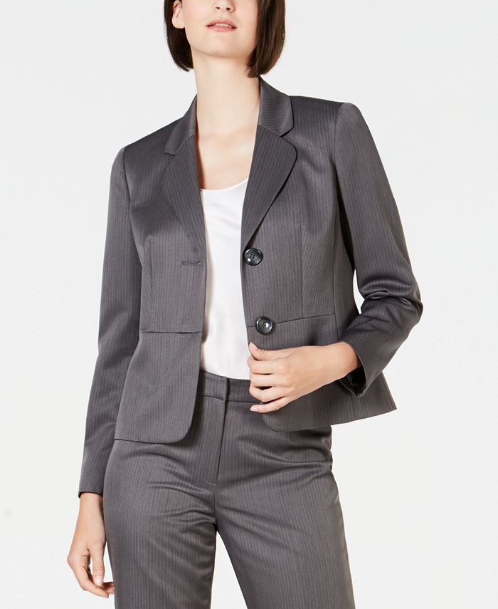 Le Suit Pinstripe Two-Button Pant Suit - Macy's
