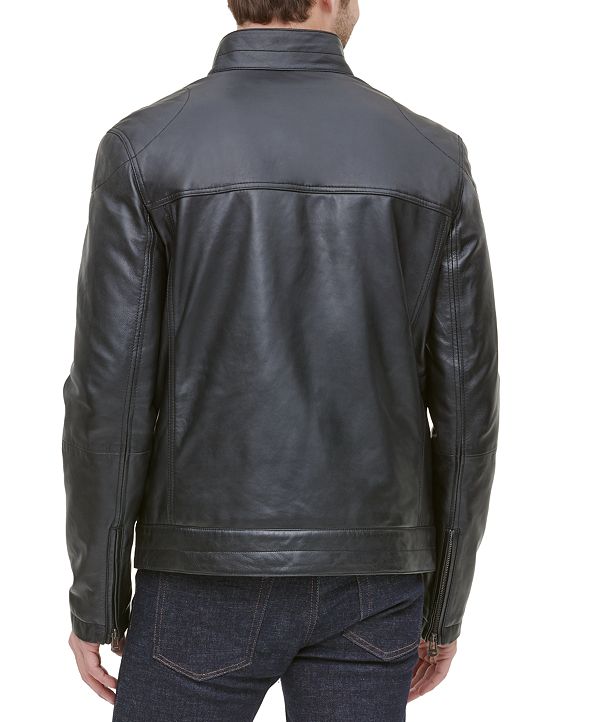 Cole Haan Men's Leather Racer Jacket, Created for Macy's & Reviews ...