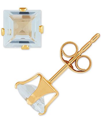 Macy's - Aquamarine Square Stud Earrings (1 ct. t.w.) in 14k Gold