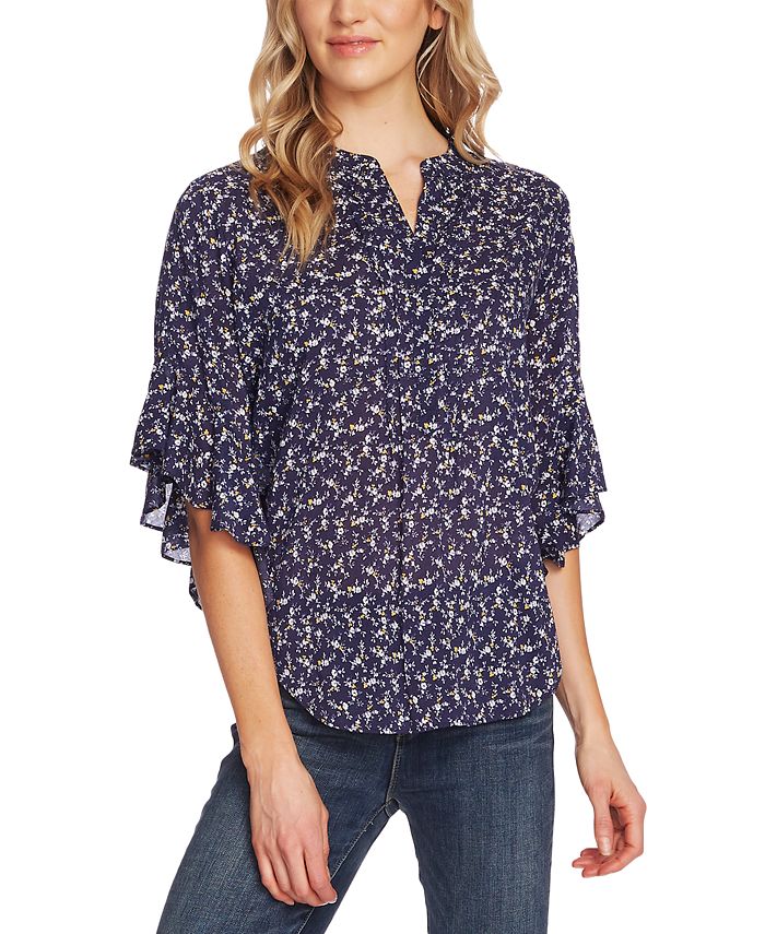Vince Camuto Ditsy Floral Flutter-Sleeve Blouse - Macy's