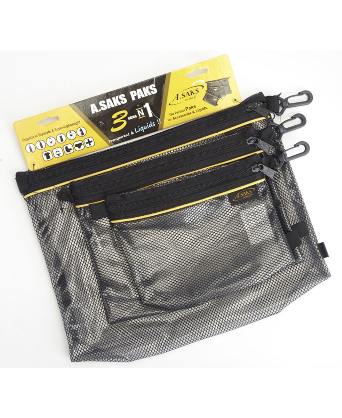 Water Resistant Nylon Paks Set of 3 - Black