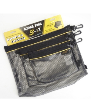 A. Saks Water Resistant Nylon Paks Set Of 3 In Black