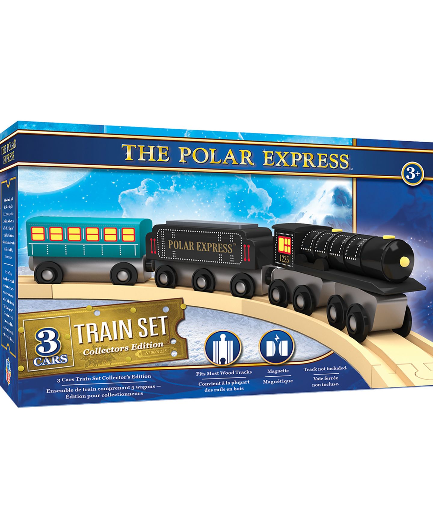 Детские игрушки Masterpieces The Polar Express Magnetic 3-Piece Wooden Train Set, цвет: Разноцветный — фото 1