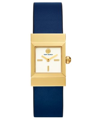 Tory Burch - Women's Leigh Reversible Blue Leather Strap Watch 23mm