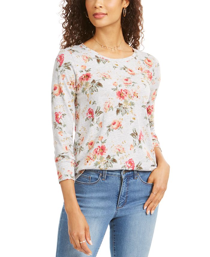 Style & Co Floral-Print Top, Created for Macy's & Reviews - Tops ...