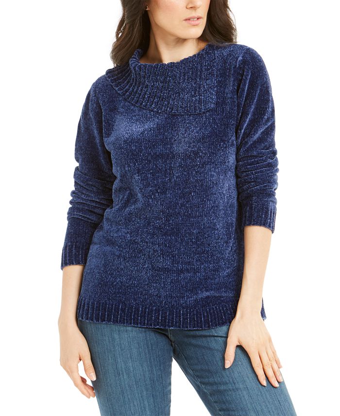 Karen Scott Cowlneck Chenille Sweater, Created for Macy's - Macy's