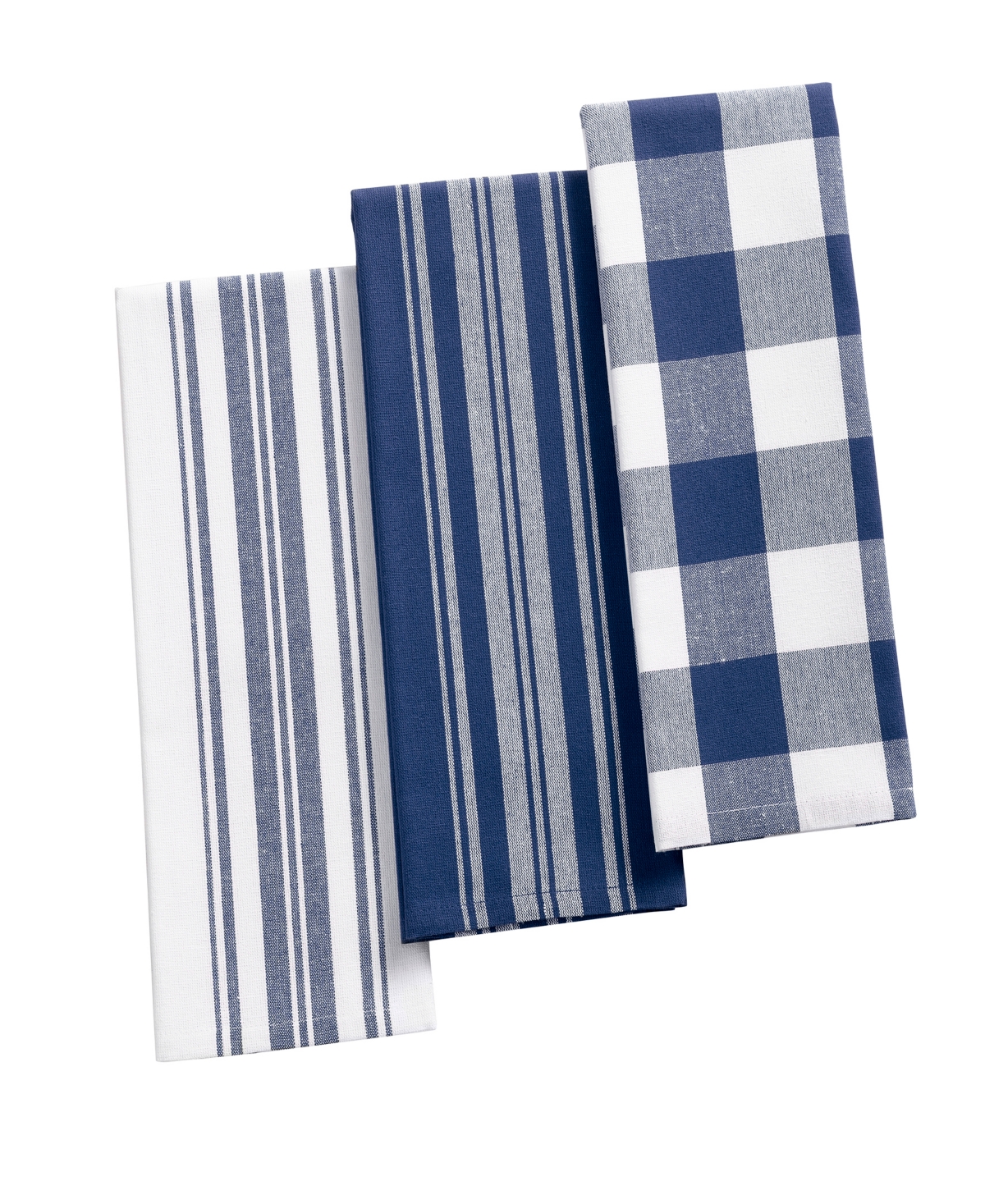 Elrene Farmhouse Living Stripe And Check Kitchen Towels - Set Of 3 In Red,white