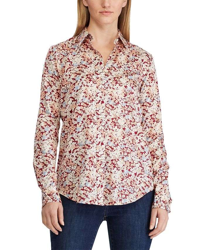 Lauren Ralph Lauren Floral-Print Cotton Sateen Shirt - Macy's
