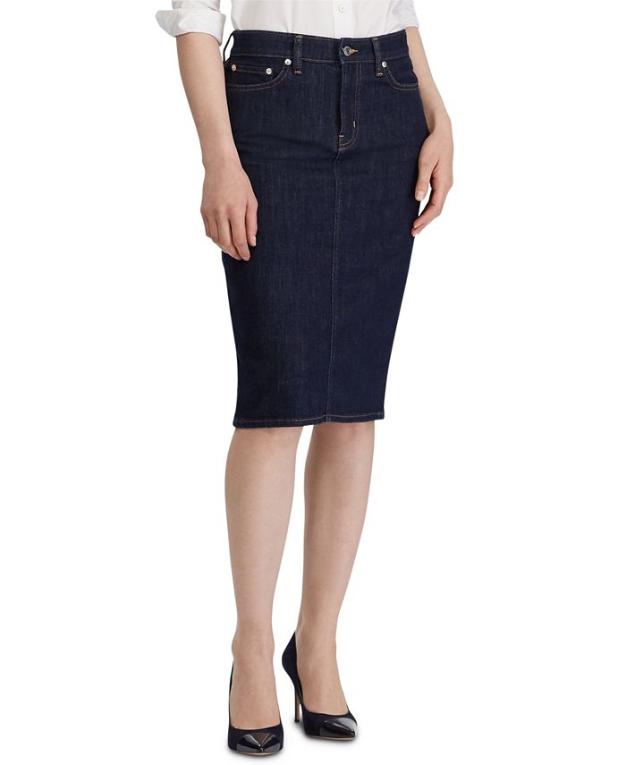 Lauren Ralph Lauren Straight-Cut Denim Skirt - Macy's