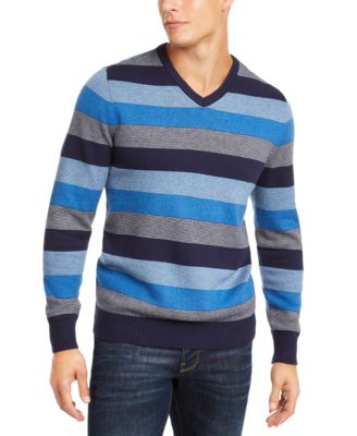 Men's Stripe V-Neck Sweater, Created for Macy's 