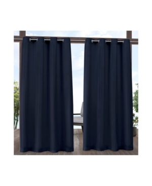 Exclusive Home Indoor/outdoor Solid Cabana Grommet Top Curtain Panel Pair, 54" X 120" In Navy