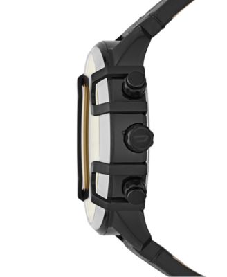 Men's Chronograph Griffed Black Leather Strap Watch 46mm 