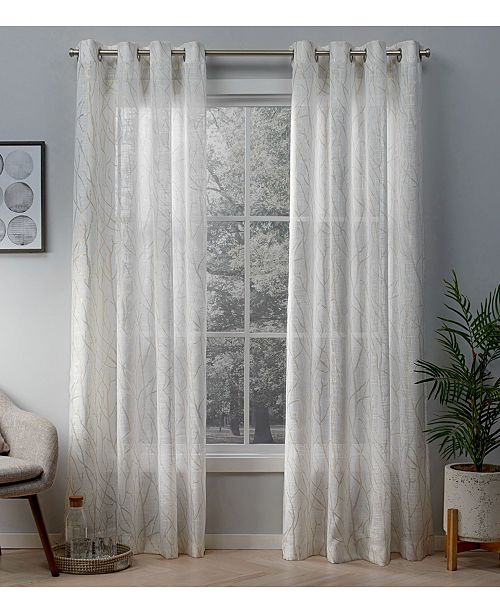 Exclusive Home Curtains Woodland Printed Metallic Branch Sheer