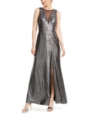 Nightway - Metallic Illusion-Mesh Gown