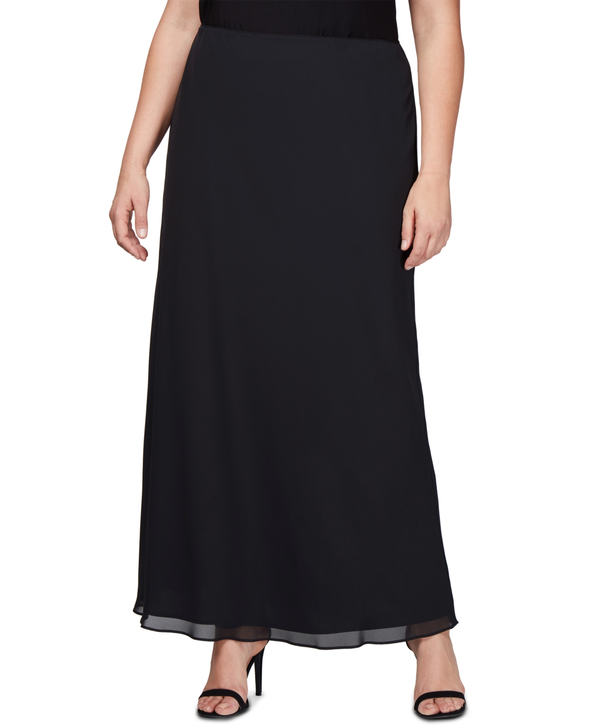 Plus Size Evening Maxi Skirt - Black