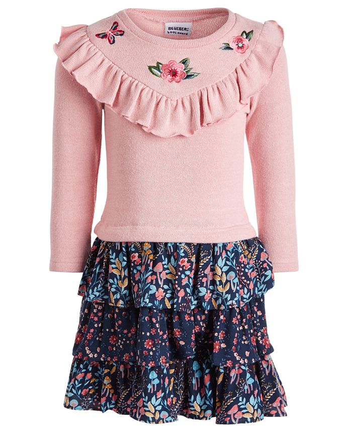 Blueberi Boulevard Little Girls Embroidered Ruffled Dress & Reviews ...